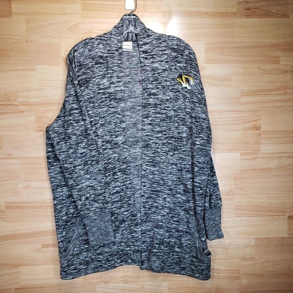 Mizzou Women's L Tiger Logo Open Cardigan Black/White Sweater Shacket